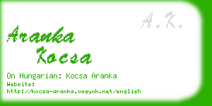 aranka kocsa business card